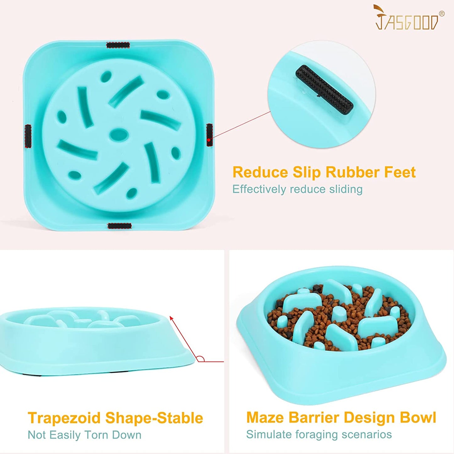 JASGOOD Dog Feeder Slow Eating Pet Bowl Eco-Friendly Non-Toxic Preventing Choking Healthy Design Bowl for Dog Pet Stop Bloat Bowl