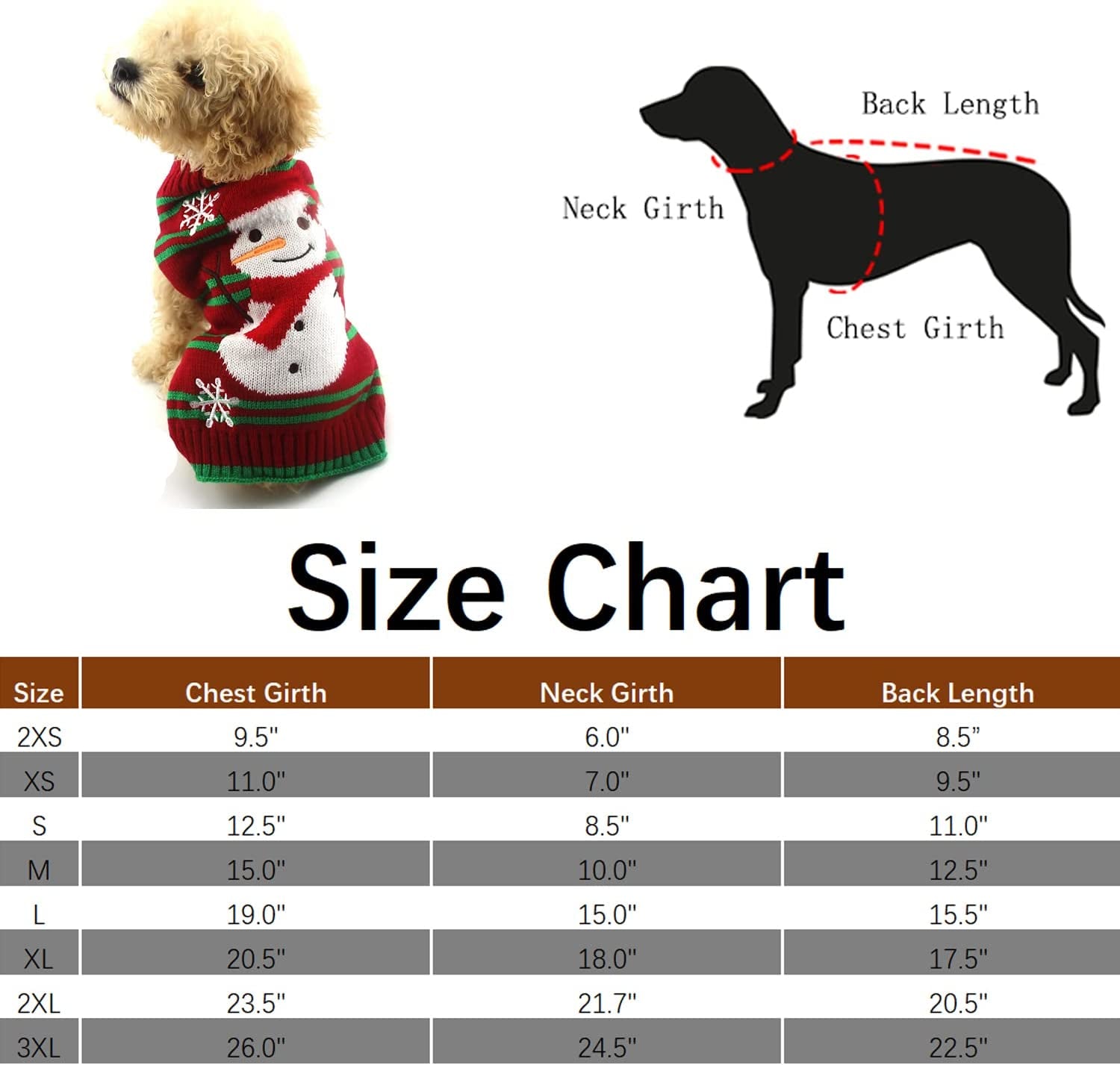 NACOCO Dog Snow Sweaters Snowman Sweaters Xmas Dog Holiday Sweaters New Year Christmas Sweater Pet Clothes for Small Dog and Cat(Snowman,Xxl)